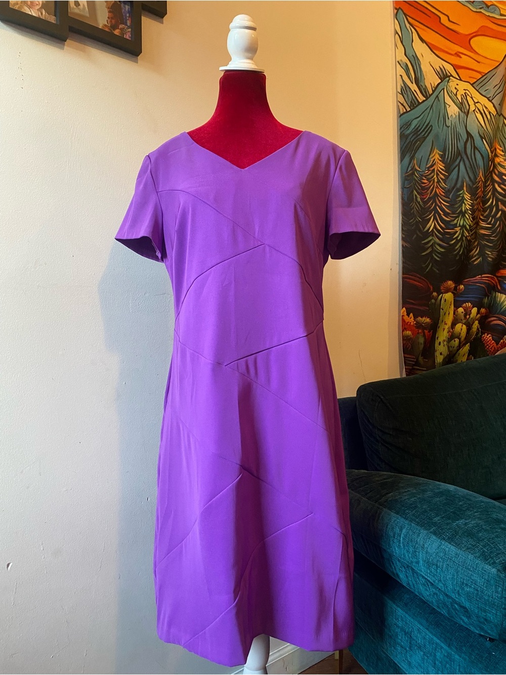 AGB Violet Short-Sleeve A-Line Dress